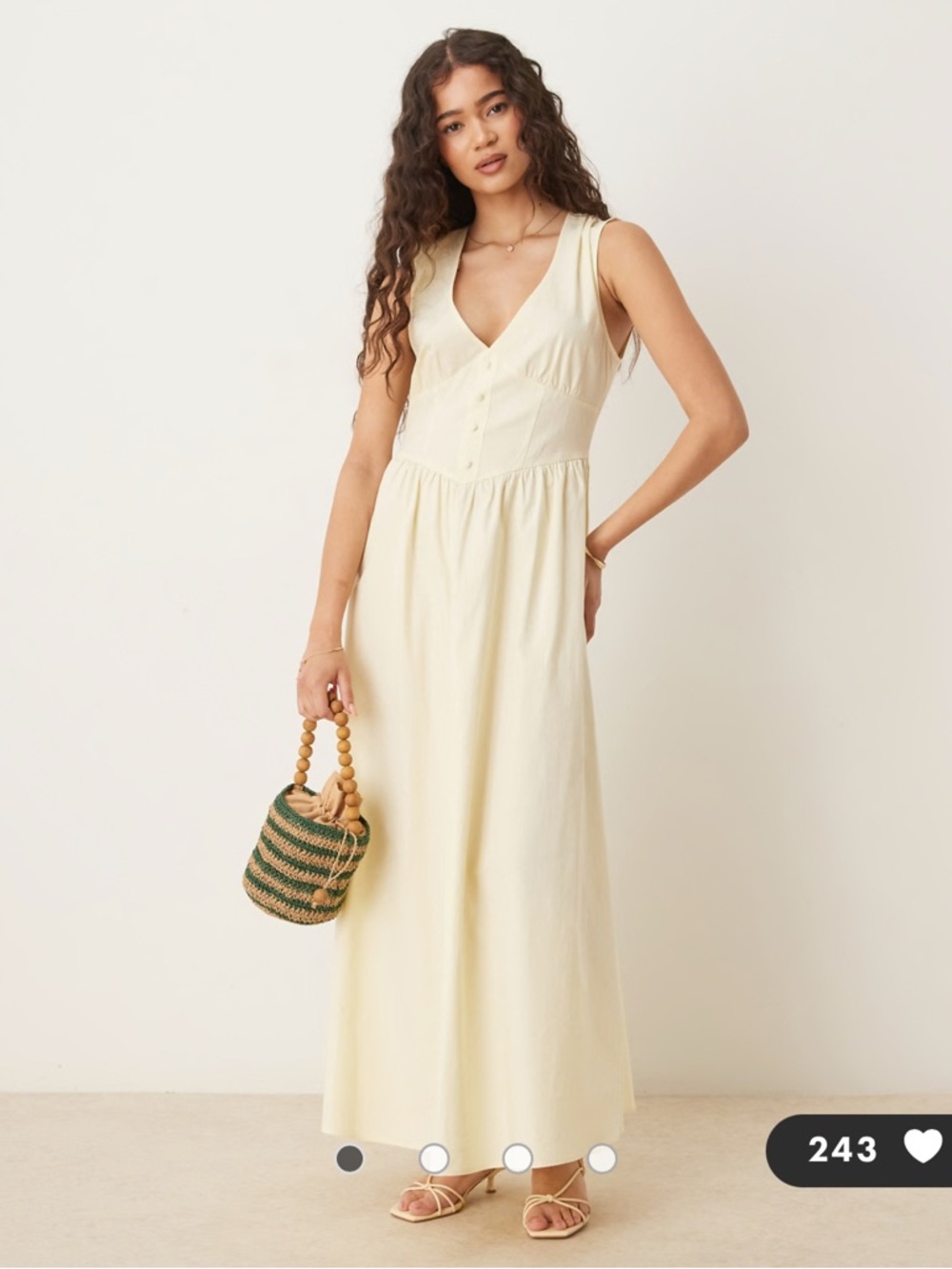 ASOS Butter Yellow Sleeveless V-Neck Maxi Dress